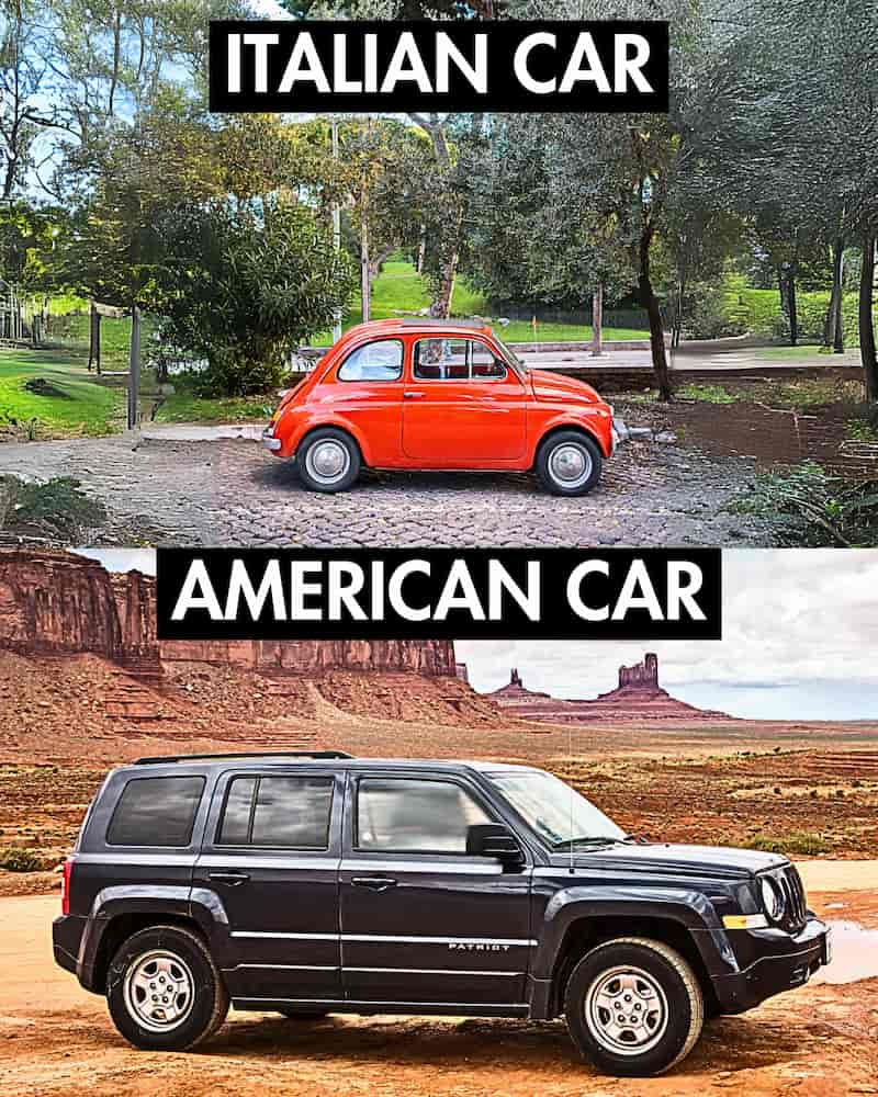 Cars in usa vs italy